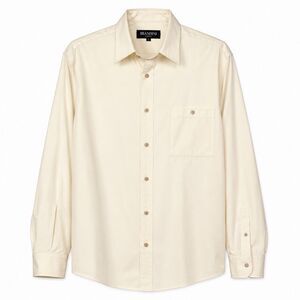 Brandini Dress Shirt Men's Large Yellow Solid Long Sleeve Classic Button Front
